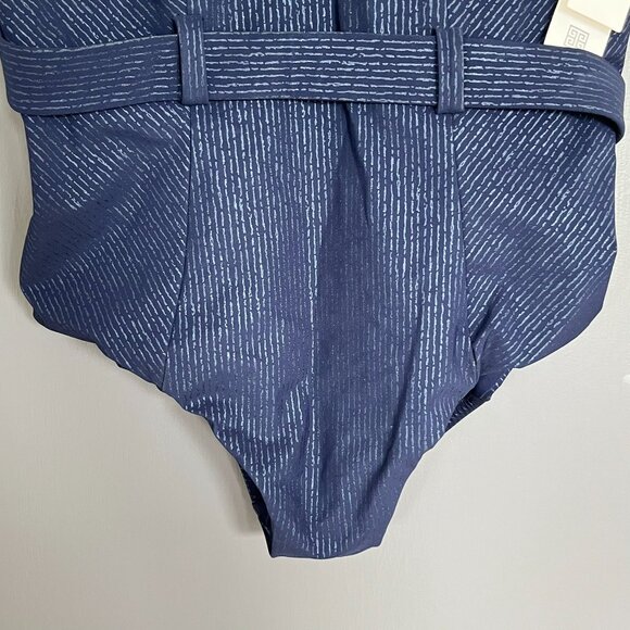 Amoressa Women's Sanskrit Kuta Maillot One-Piece Swimsuit Navy Stripe Size 10 - Picture 5 of 16